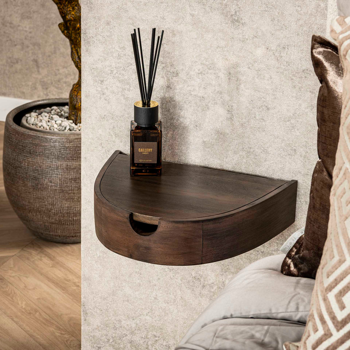 Ensemble de Tables de Nuit Demi-circulaires Flottantes 2 – Acacia