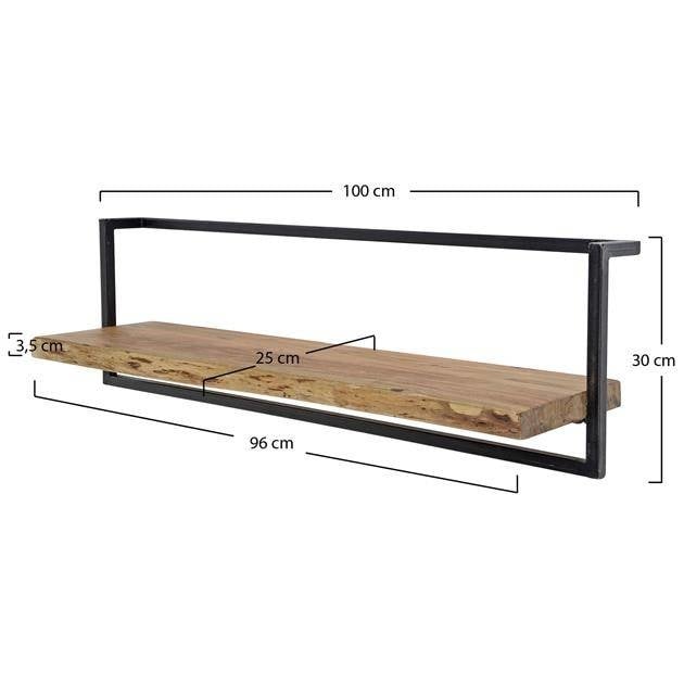 Etagère murale Aberdeen DH Intérieur Acacia LxlxH 105x36x13 Bois d'acacia Blanc photo indication de taille