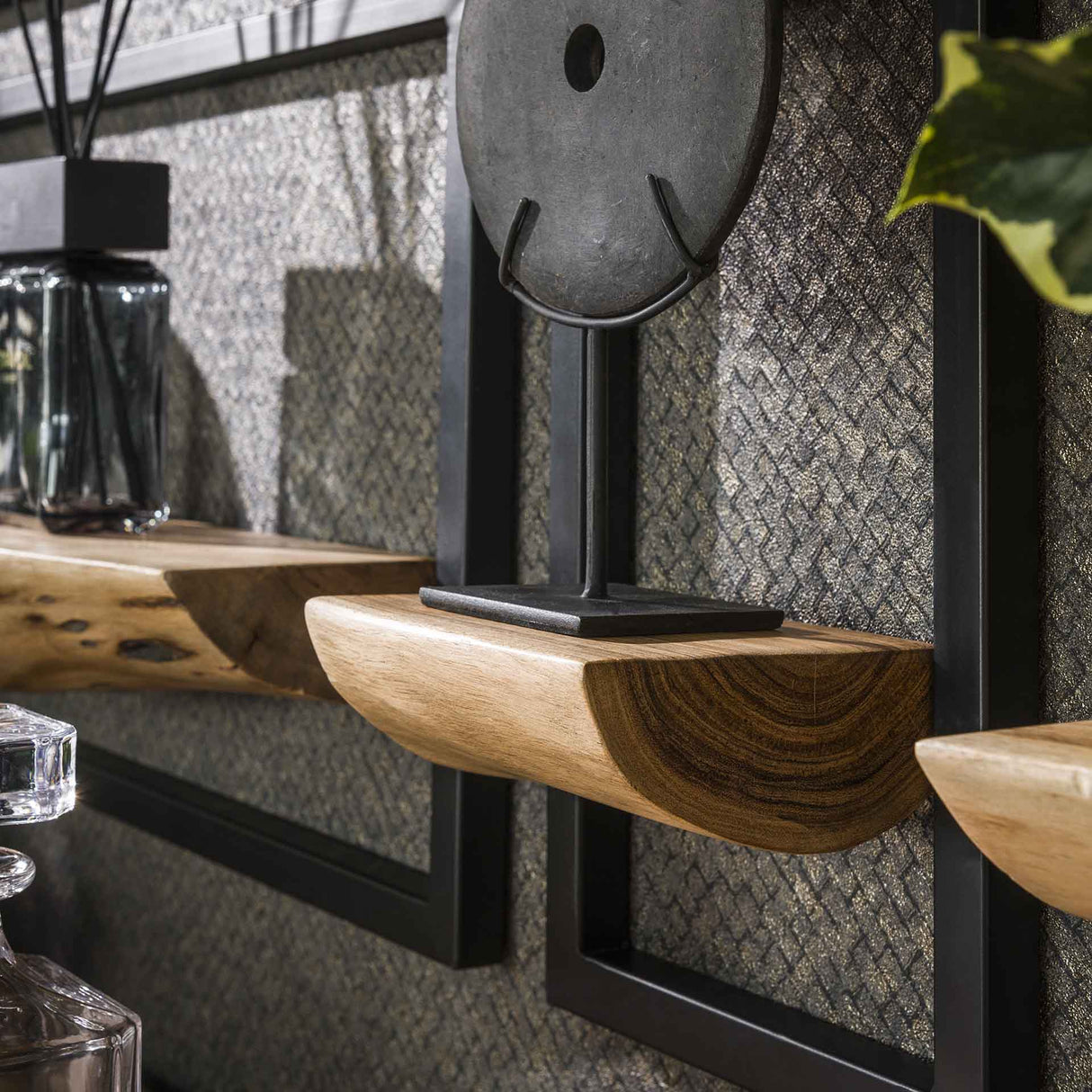 Lot de 5 étagères murales Viggo Bois d'acacia métal