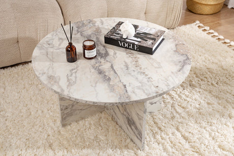 Table basse ronde Armo effet marbre 80 cm