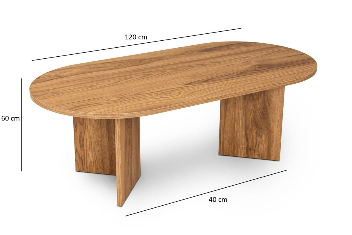 Table basse ovale aspect bois - 120x60