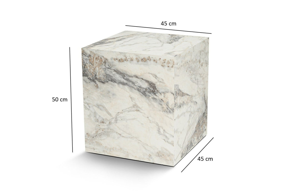 Table d'appoint moderne Cube Carré Effet Marbre - 45x45x50 cm