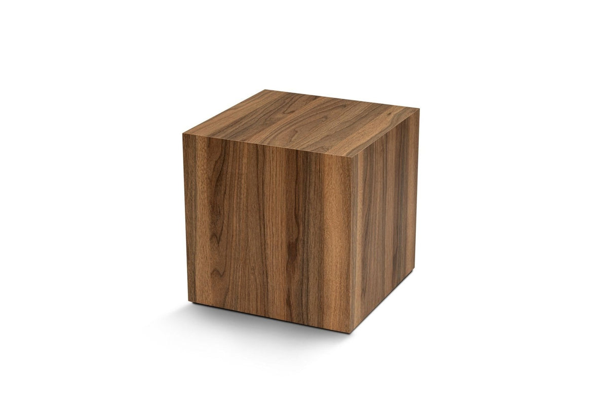 Table d'appoint moderne Cube Carré aspect Noyer - 45x45x50 cm