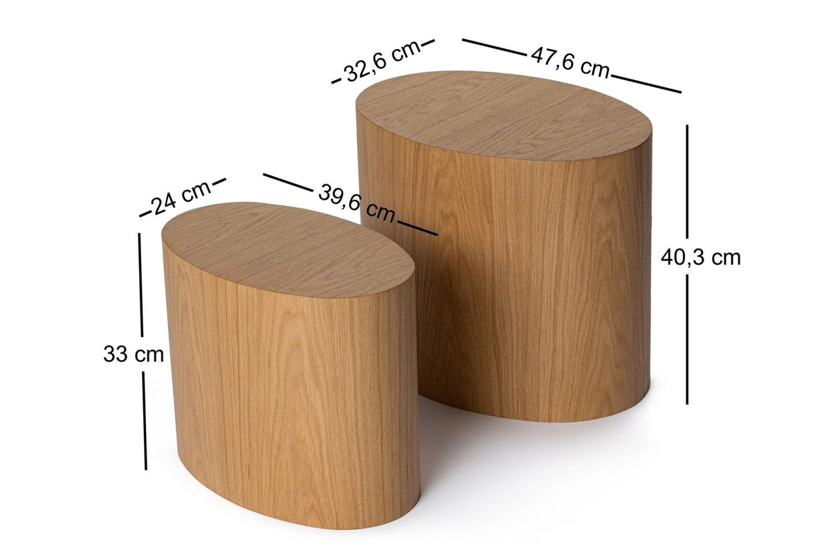 Ensemble de tables basses de 2 Ileps aspect chêne - 34x40 / 25x33 cm