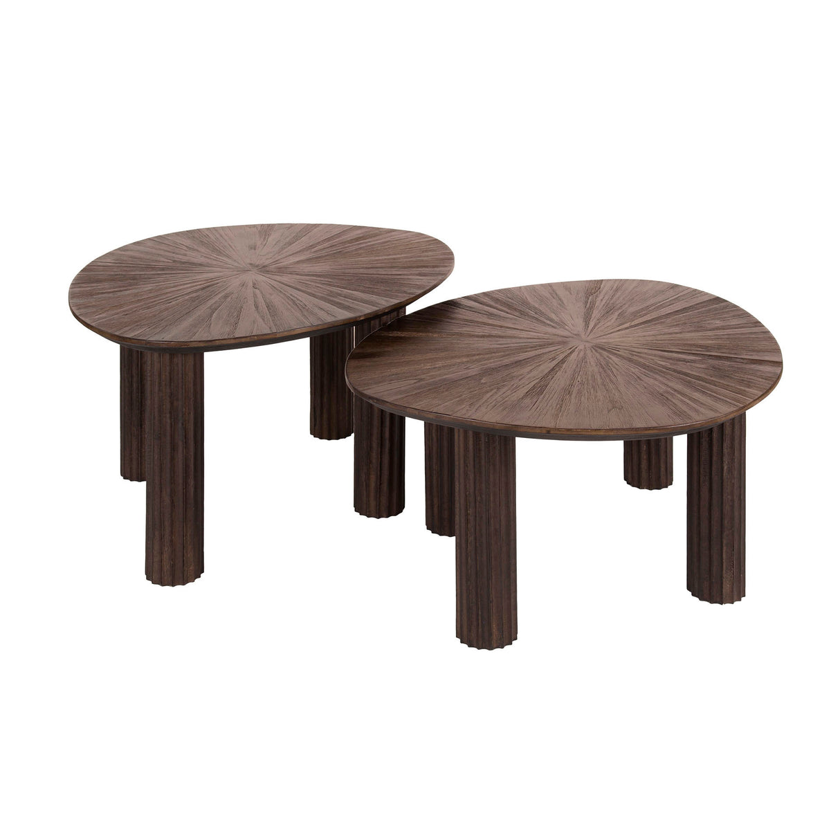 Ensemble de 2 tables basses Myla Triangulaire en Teck Marron