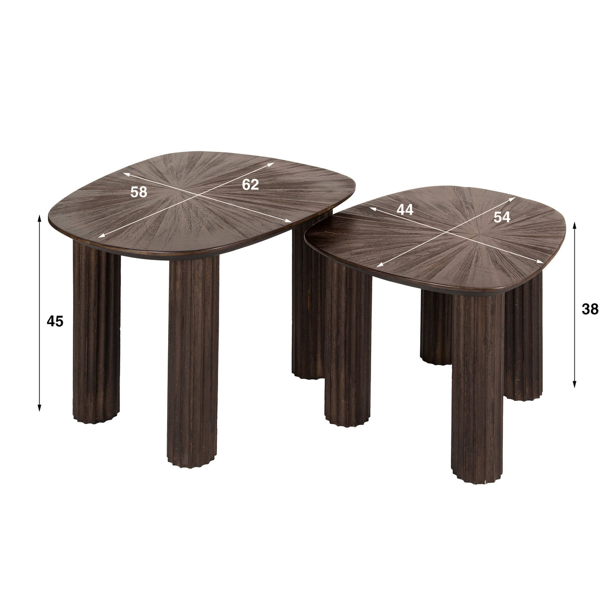 Ensemble de 2 tables basses Myla Organique Carré en Teck Brun