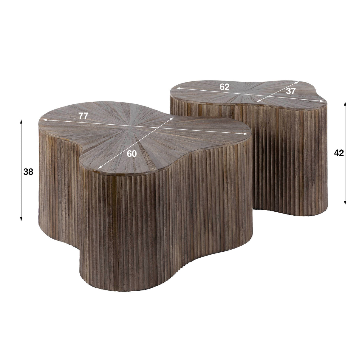 Ensemble de 2 tables basses Myla Forme organique Bois de teck Marron