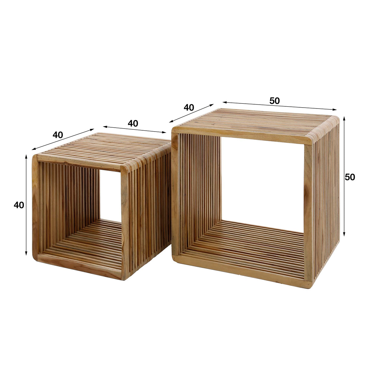 Ensemble de 2 tables basses carrées Raoul en teck