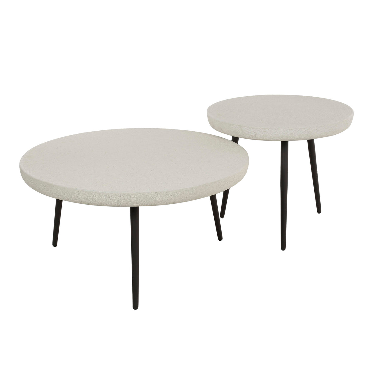 Ensemble de 2 tables basses Sylas Stone en marbre composite blanc