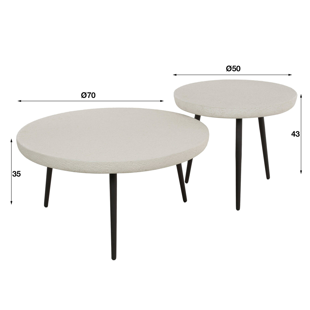 Ensemble de 2 tables basses Sylas Stone en marbre composite blanc