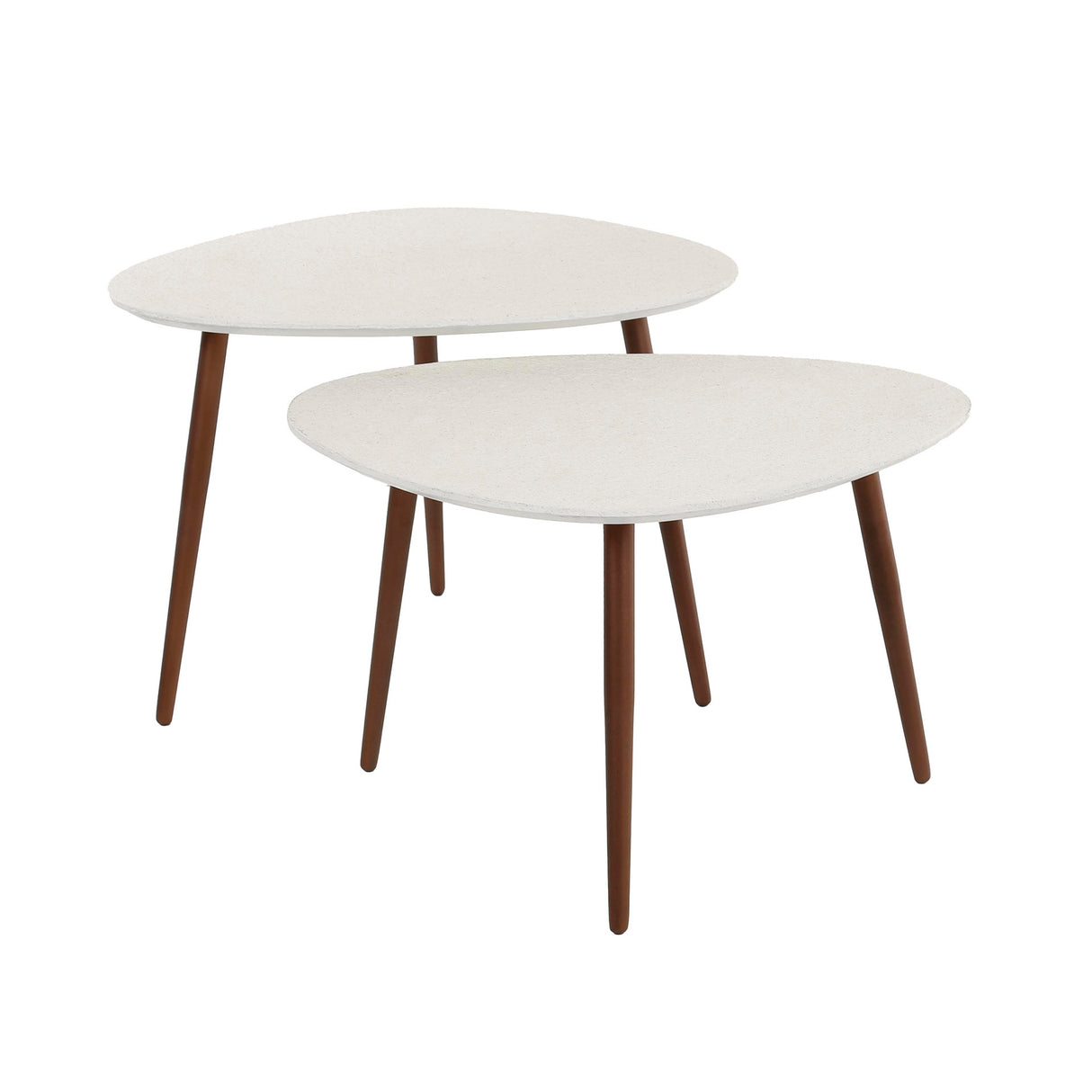Ensemble de 2 tables basses Sylas Pierre Blanc Marbre Composite - Cadre en Bronze