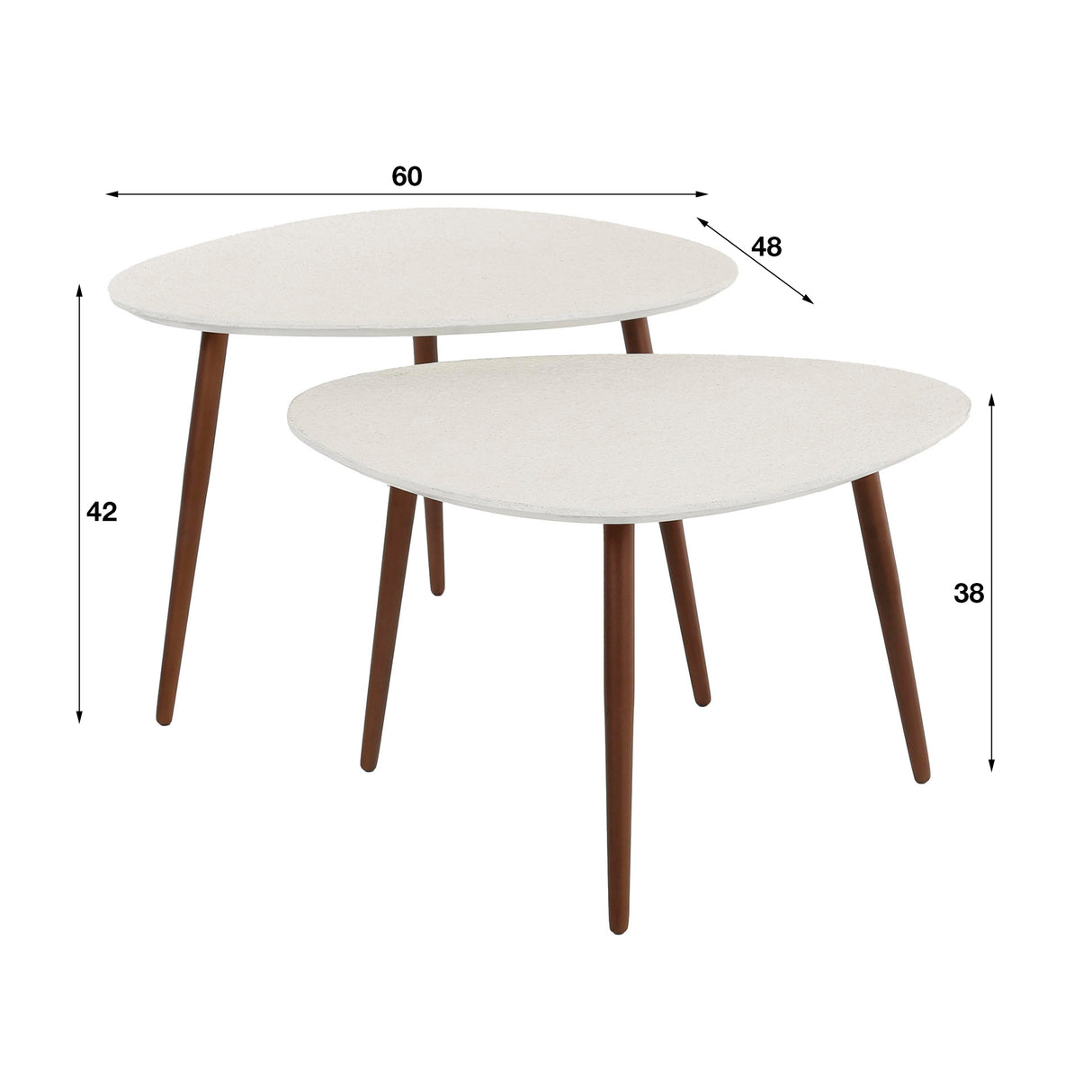 Ensemble de 2 tables basses Sylas Pierre Blanc Marbre Composite - Cadre en Bronze