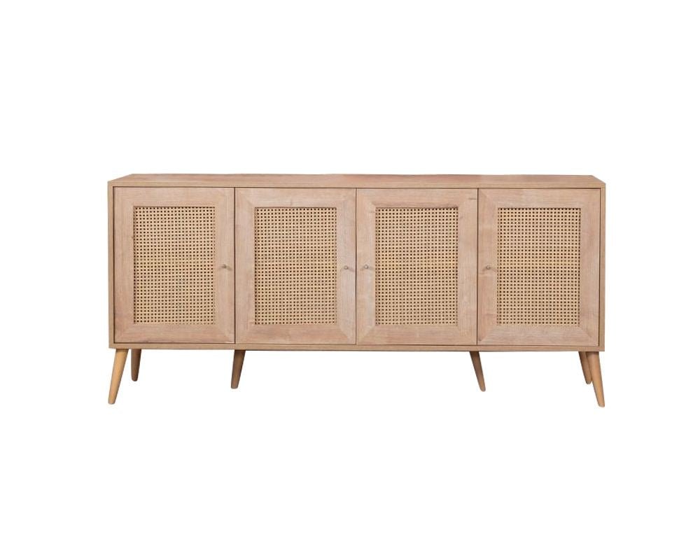 Meuble de rangement Calvin à fermeture amortie 180 cm Aspect chêne Bois composite enduit mélaminé, MDF
