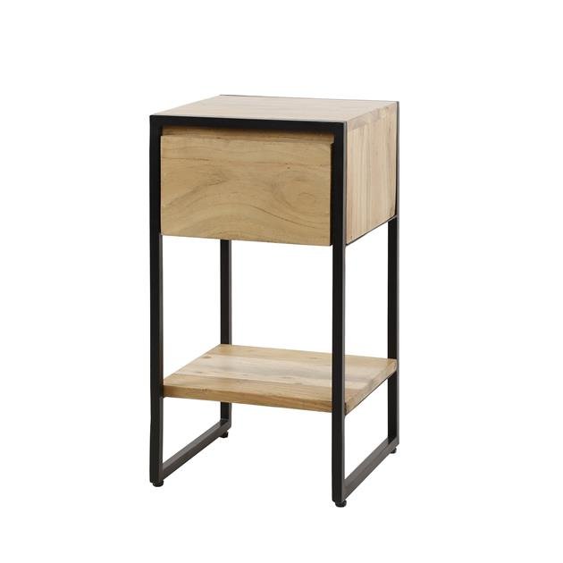 XS Table de nuit Milo en bois d'acacia métal 1 tiroir