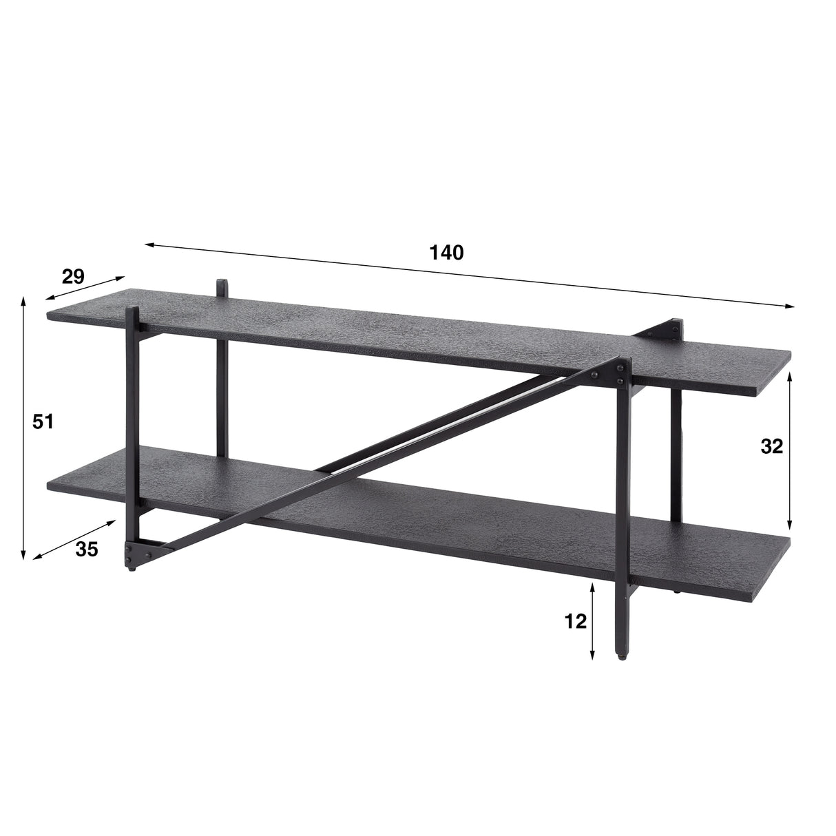 Meuble TV Loek Gris Métal 140 cm