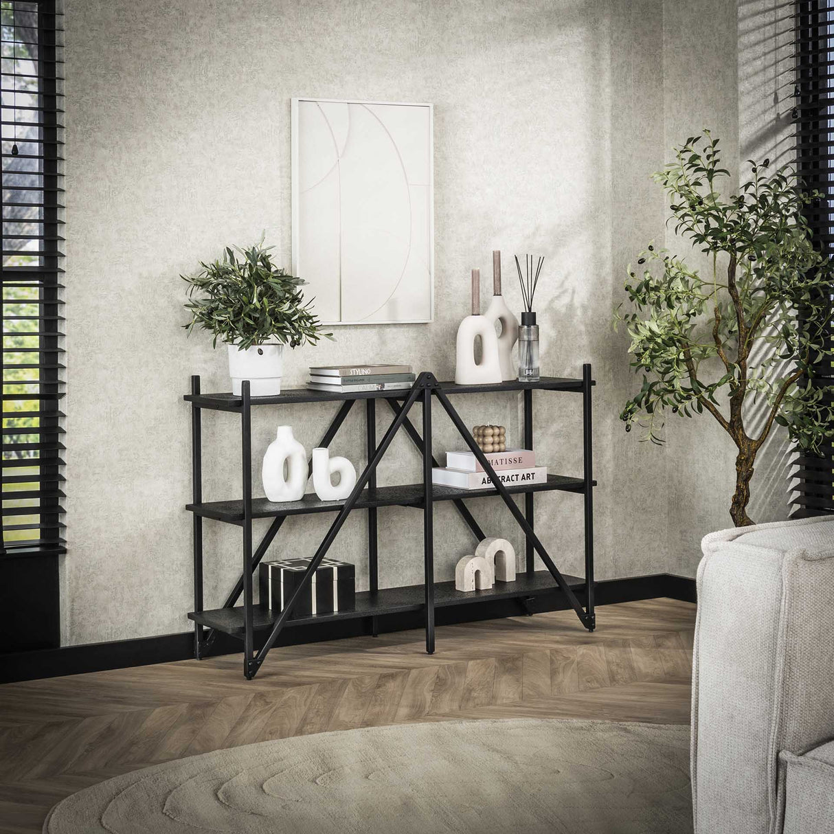 Étagère Loek 3 niveaux Métal Gris