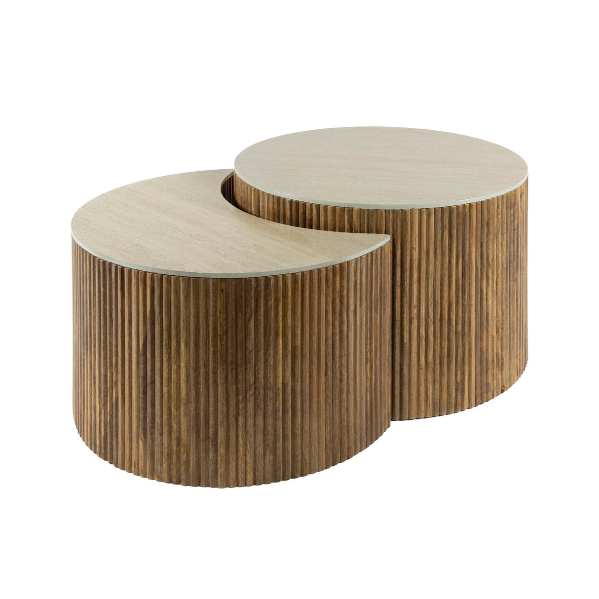 Ensemble de table basse Vento Halfrond Ø60 en mango massif sand