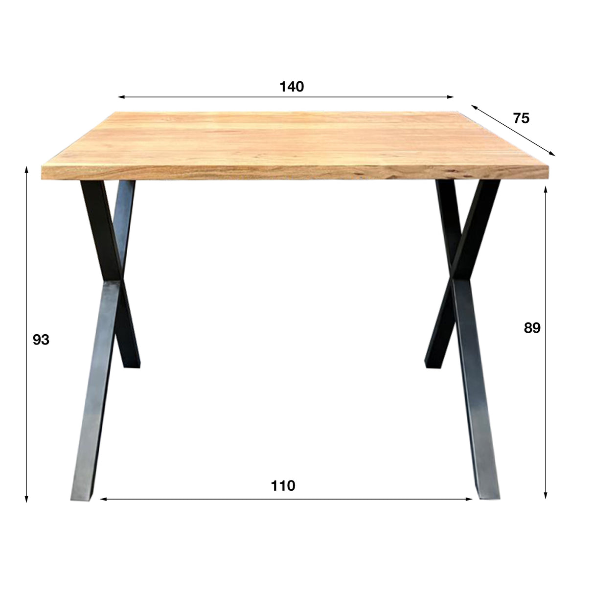 Table de bar industrielle Kevin 140 cm Pied en croix