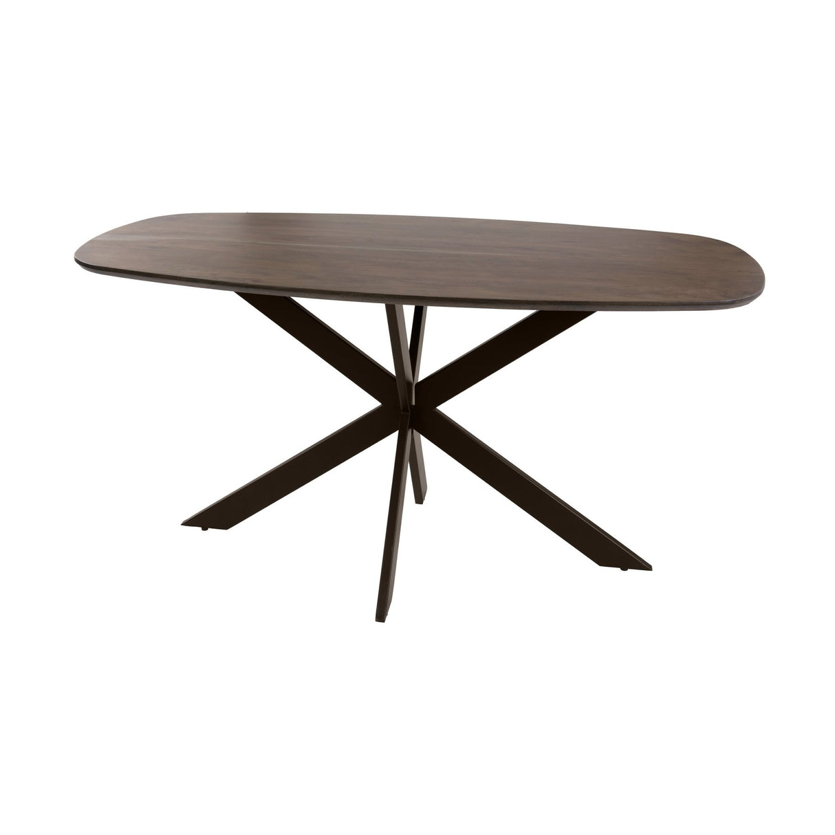 Table à manger ovale danoise en bois d'acacia massif marron noyer Tavon 150x90 cm