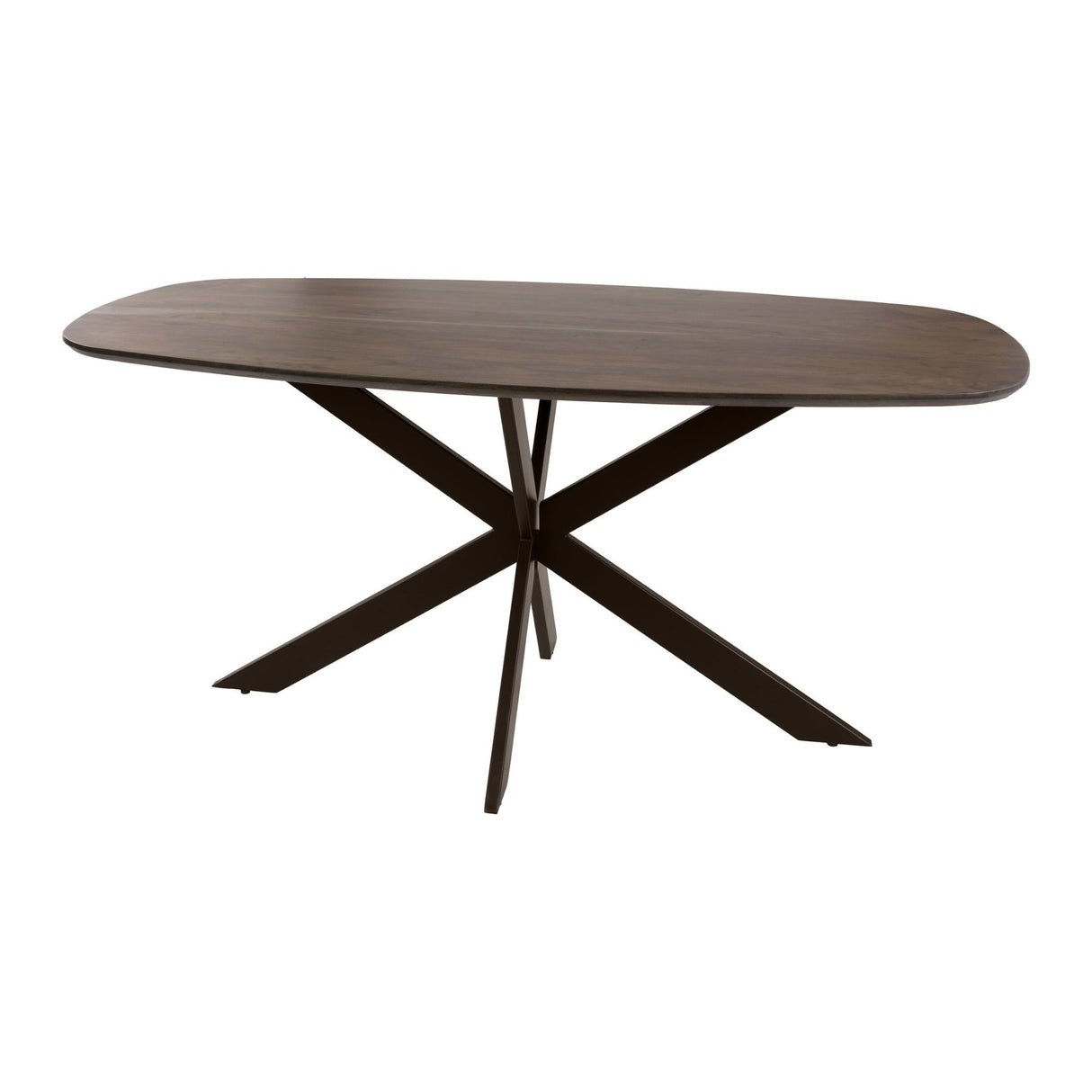 Table à manger ovale danoise en bois d'acacia massif marron noyer Tavon 180x95 cm