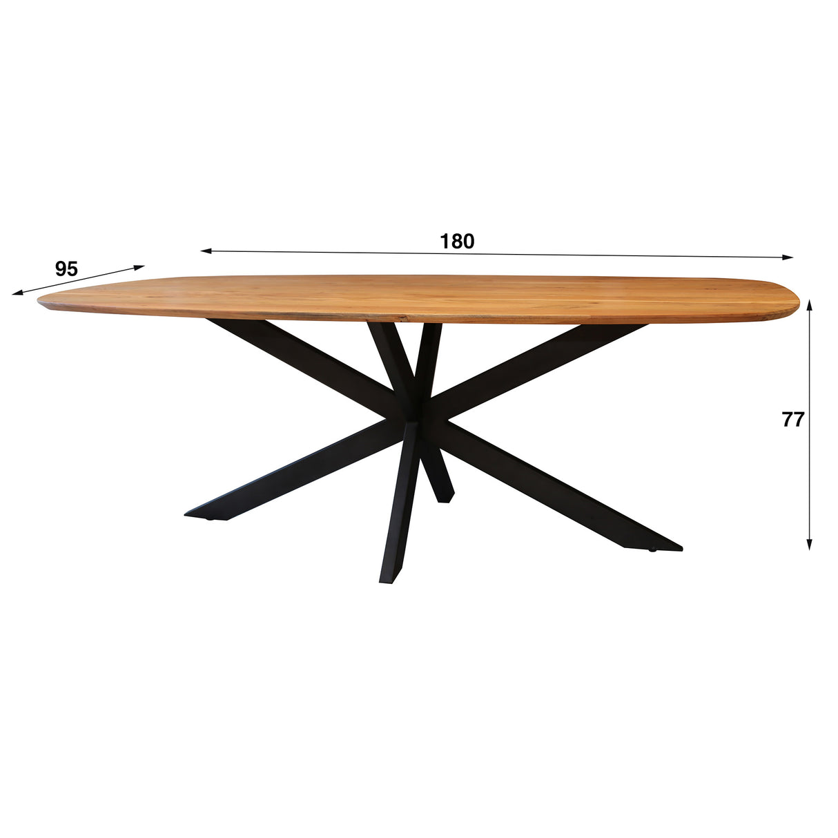 Table à manger ovale danoise Tavon en bois d'acacia 180x95 cm