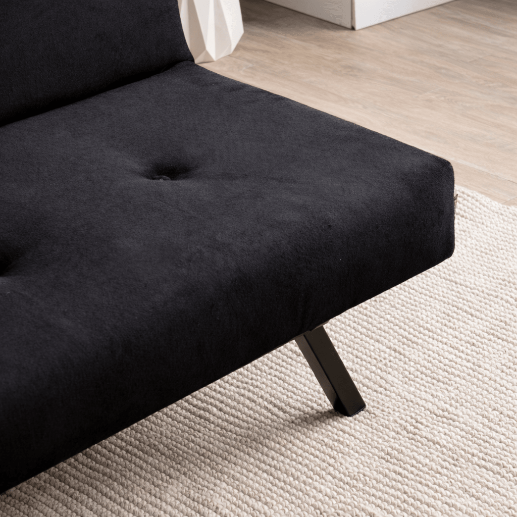 Canapé-lit 3 places Zoly Noir Tissu - 180 cm - Sans accoudoirs - Capitonné