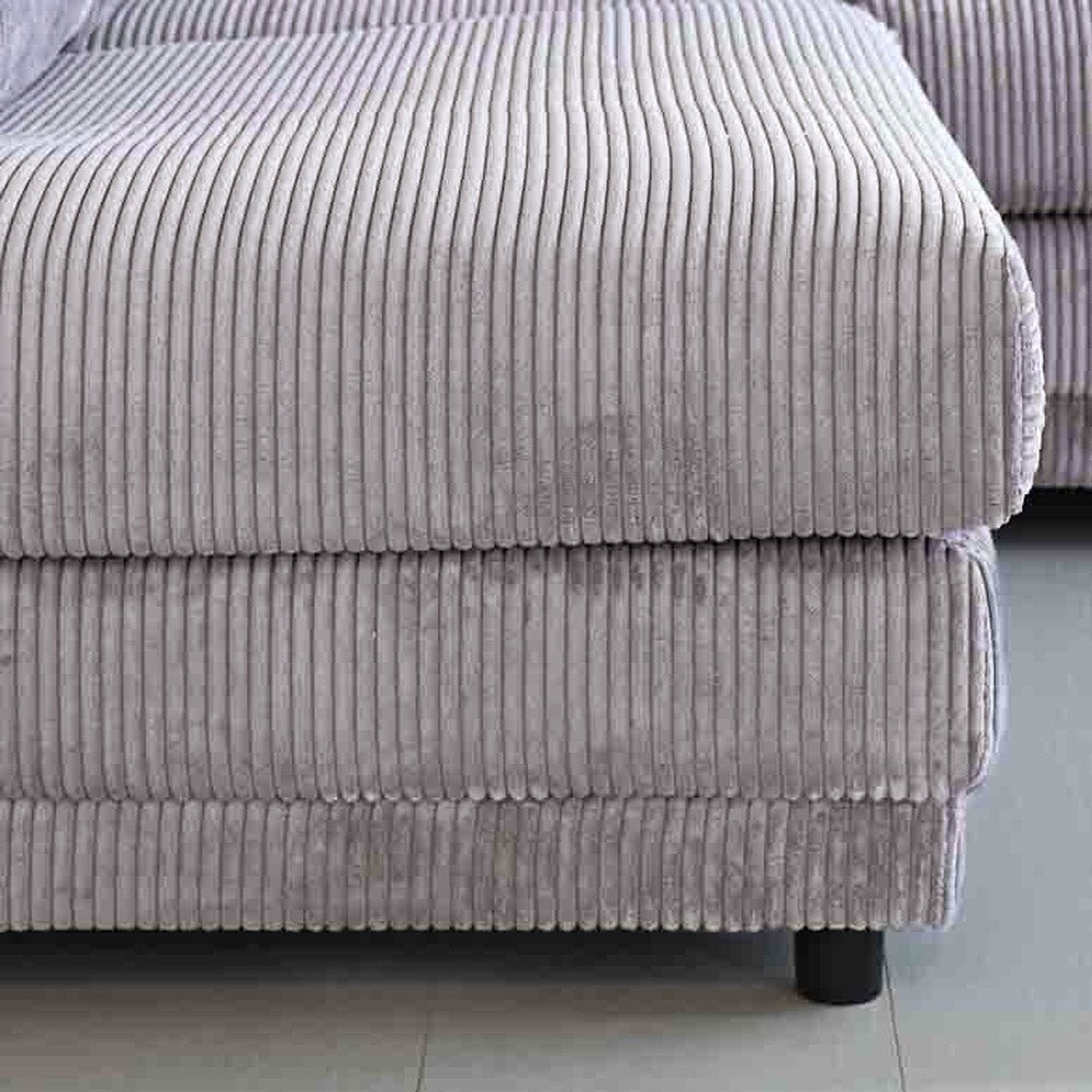 Canapé d'angle en tissu rayé gris clair, canapé-lit Gabi - gauche