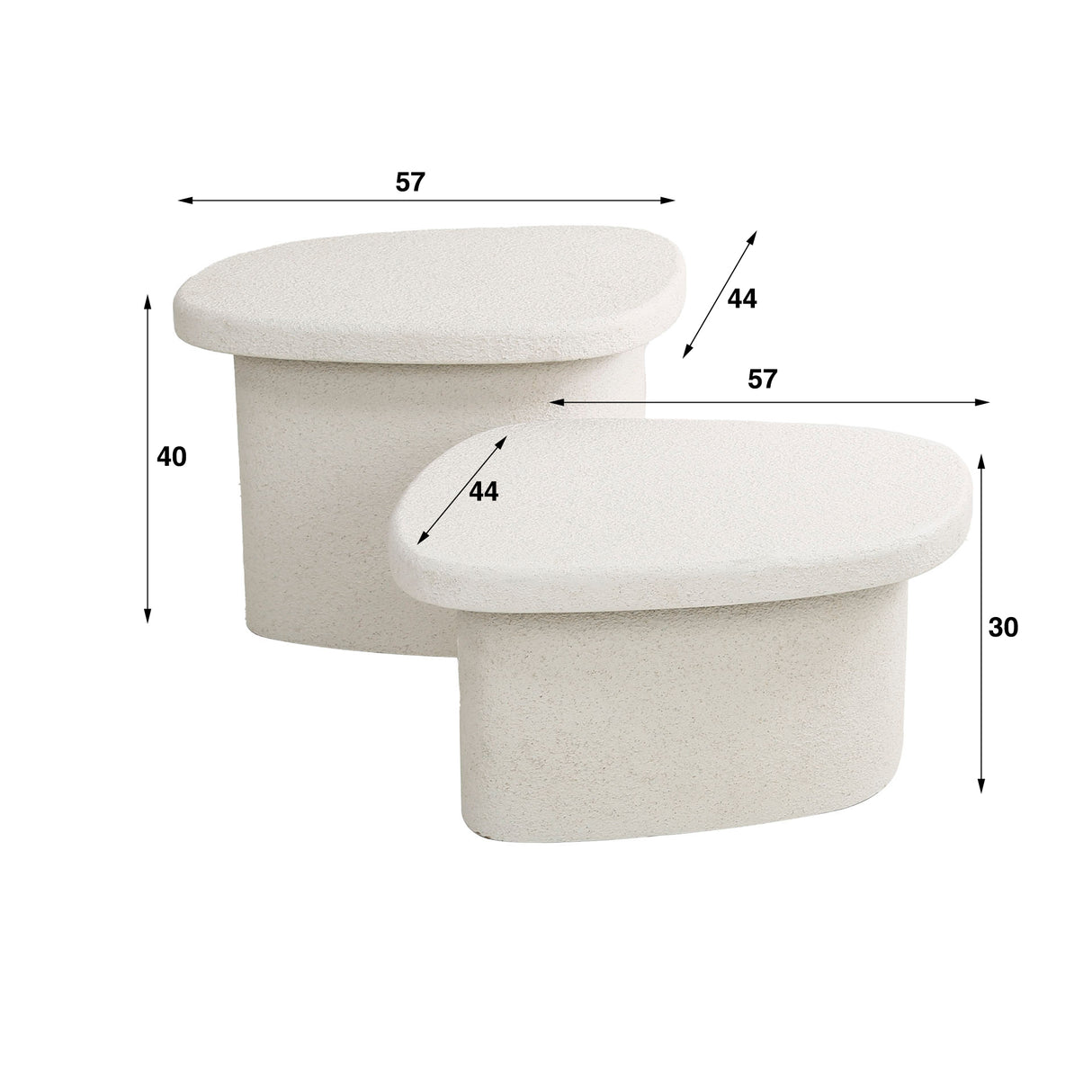 Ensemble de 2 tables basses en composite de marbre organique Zaya