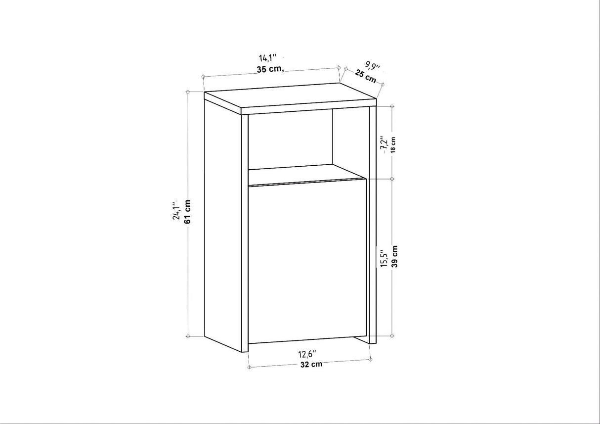 Carlin nachtkastje wit 36 cm Melamine gecoat houtcomposiet