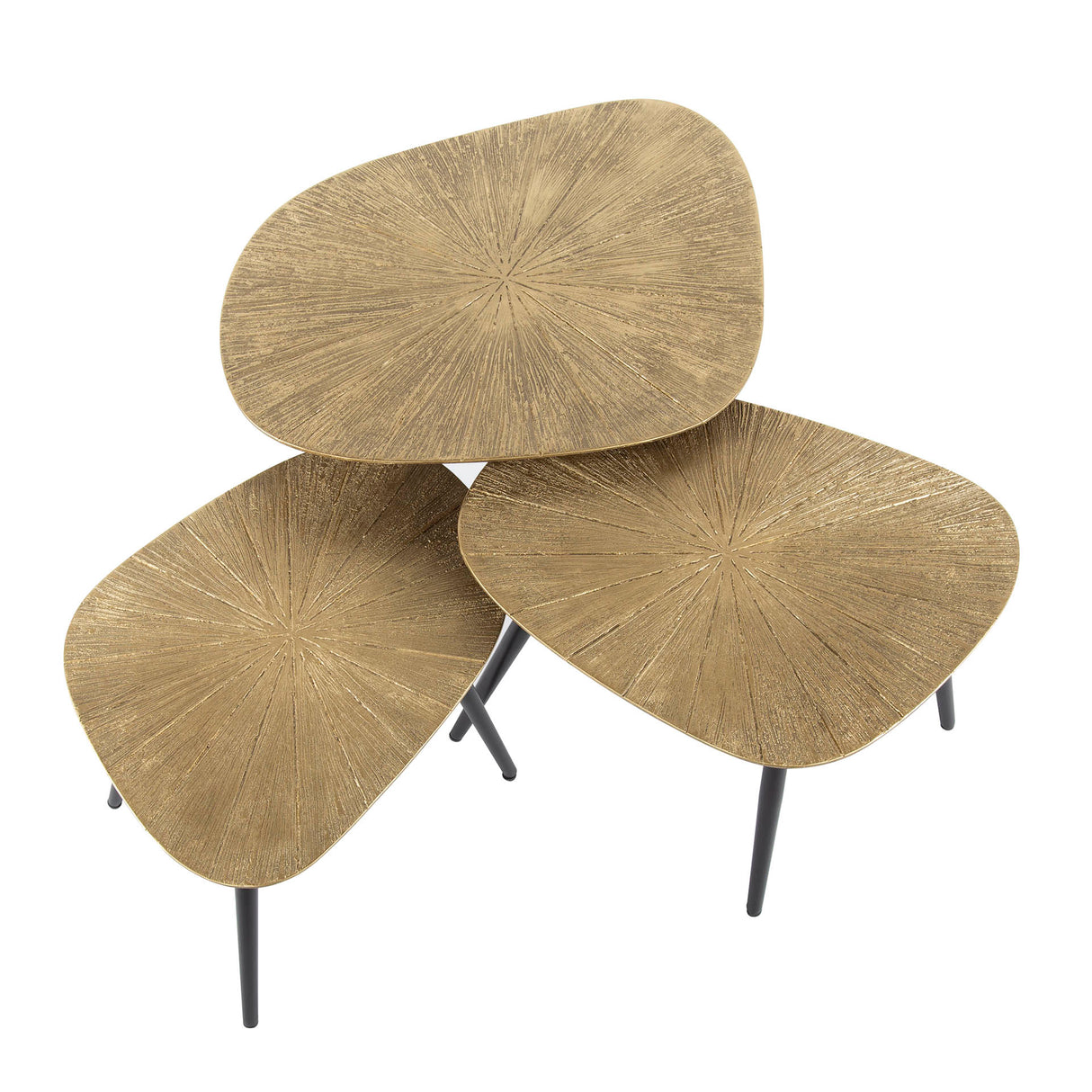 Arno Metal ensemble de 3 tables basses carrées en or antique