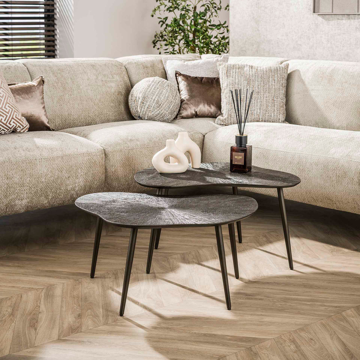 Ensemble de tables basses Jax Organique Bronze Marron Foncé (2 pièces)