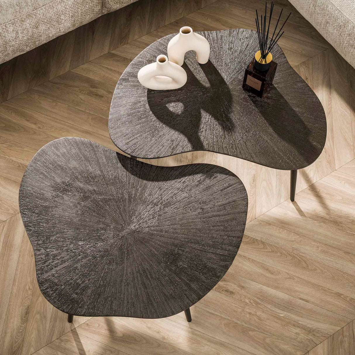 Ensemble de tables basses Jax Organique Bronze Marron Foncé (2 pièces)