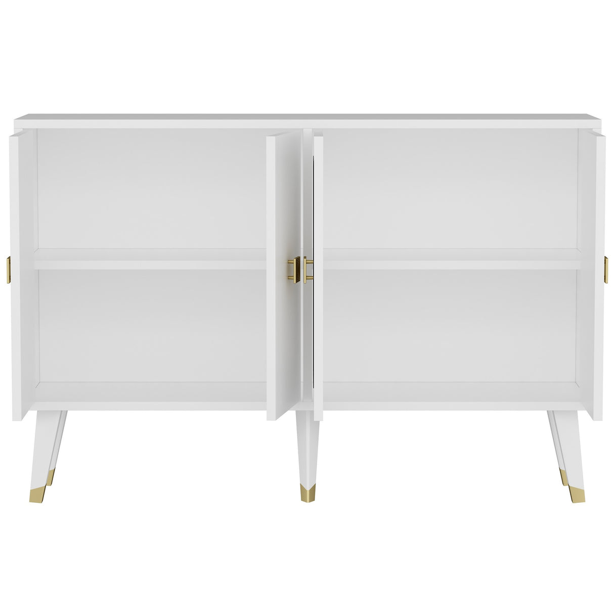 Table d'appoint Ahart blanc et or 120 cm Blanc, Or Bois composite mélaminé