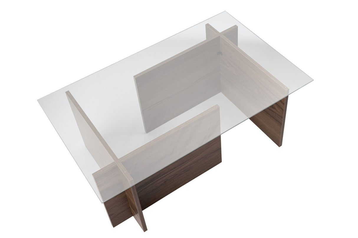 Table basse moderne rectangulaire Vetroni aspect noyer - Verre - 105x65 cm