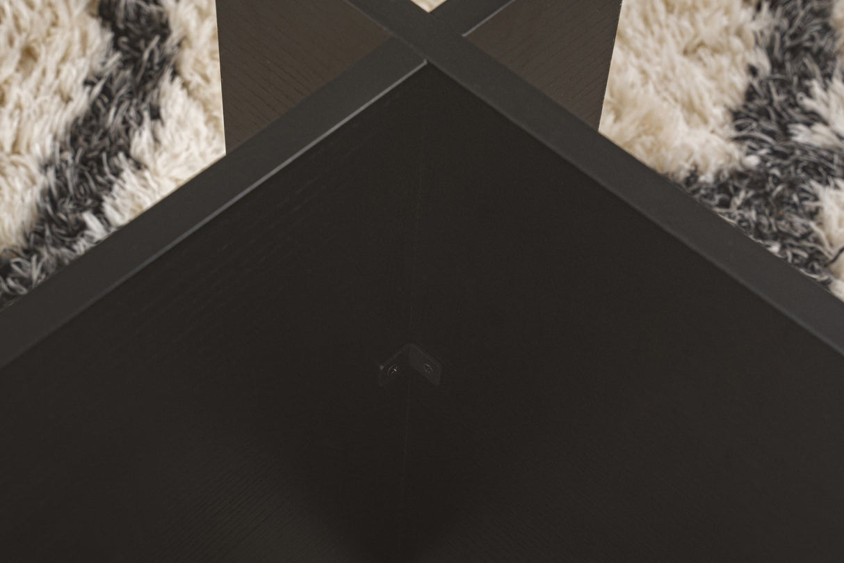 Table basse moderne rectangulaire Vetroni aspect bois noir - Verre - 105x65 cm