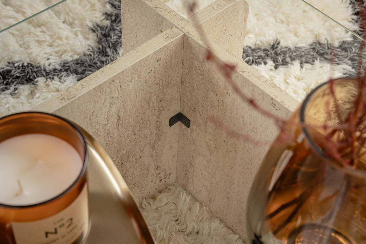 Table basse en verre effet marbre Opal 105x65 cm