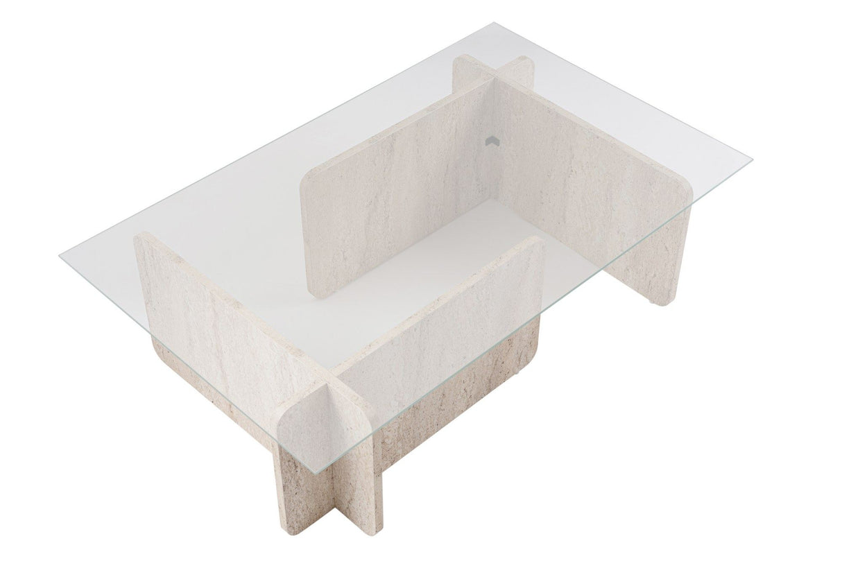 Table basse en verre effet marbre Opal 105x65 cm