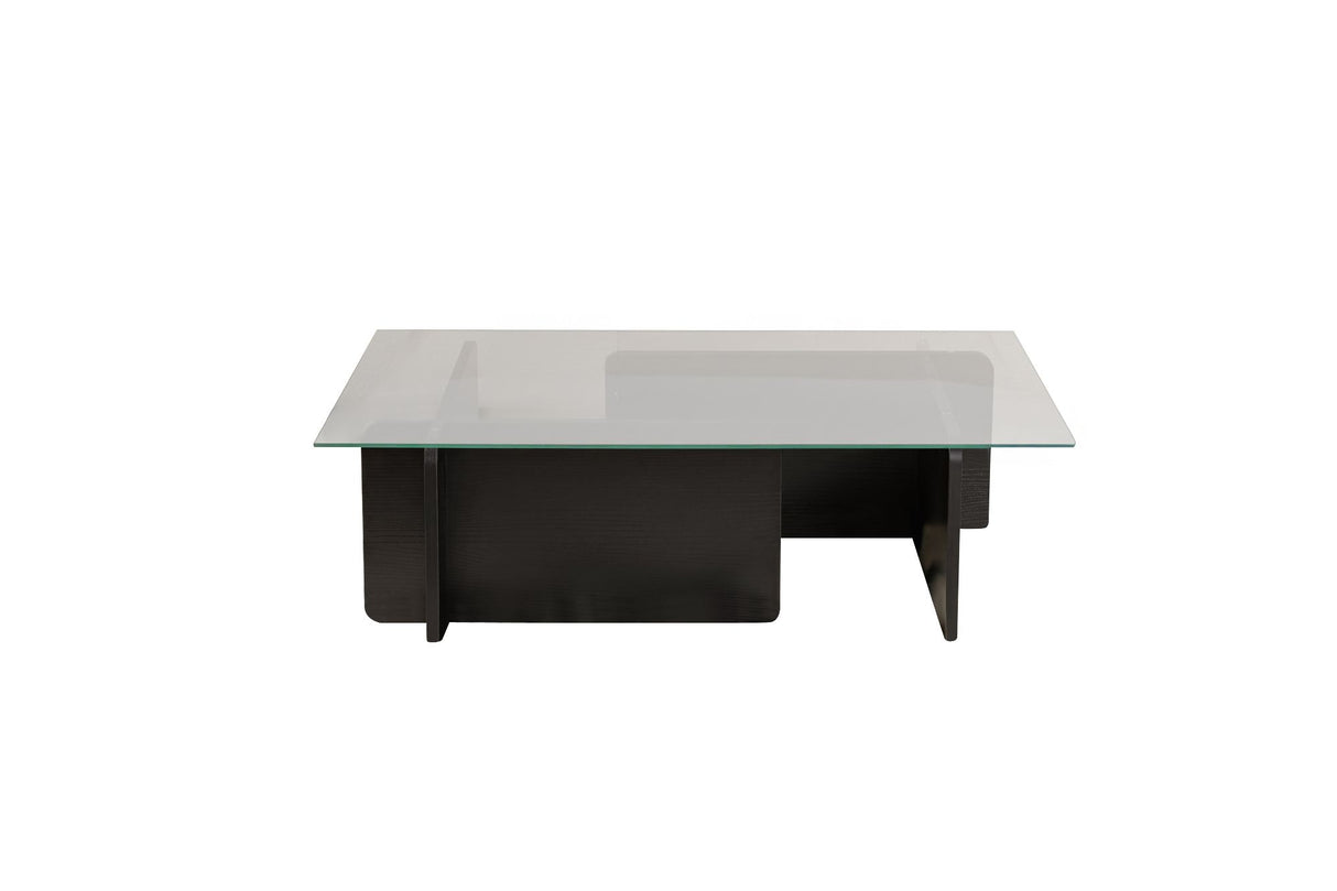 Table basse Noir Bois Mélaminé Verre Opale 105x65x30 cm