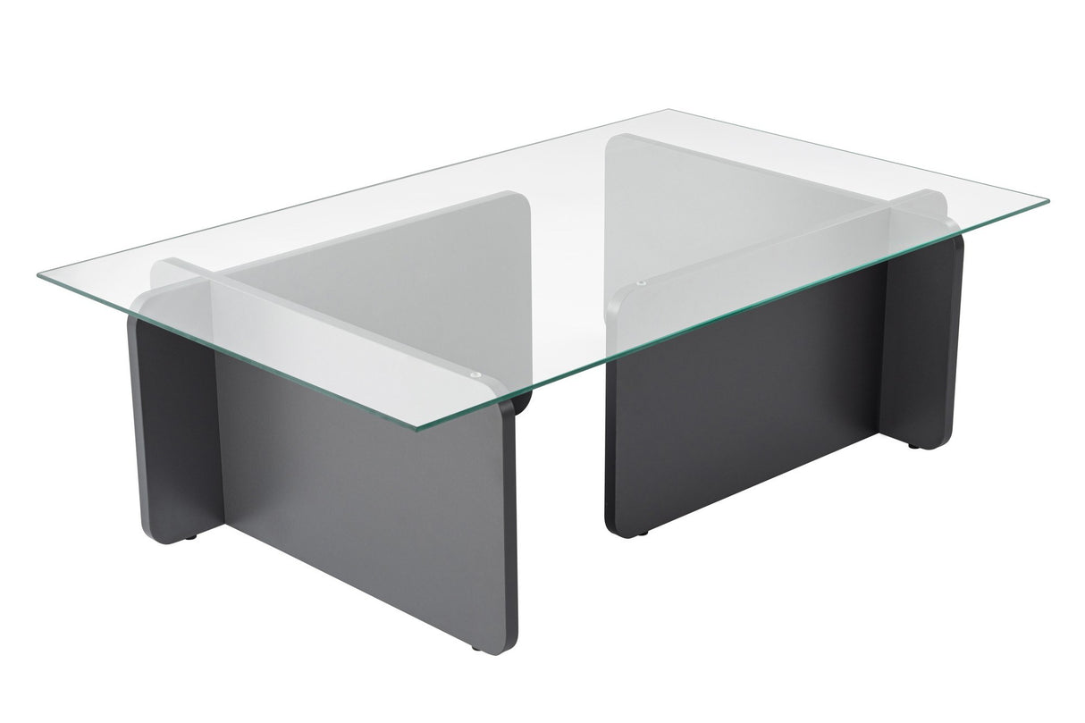 Table basse en verre anthracite Opal 105x65 cm