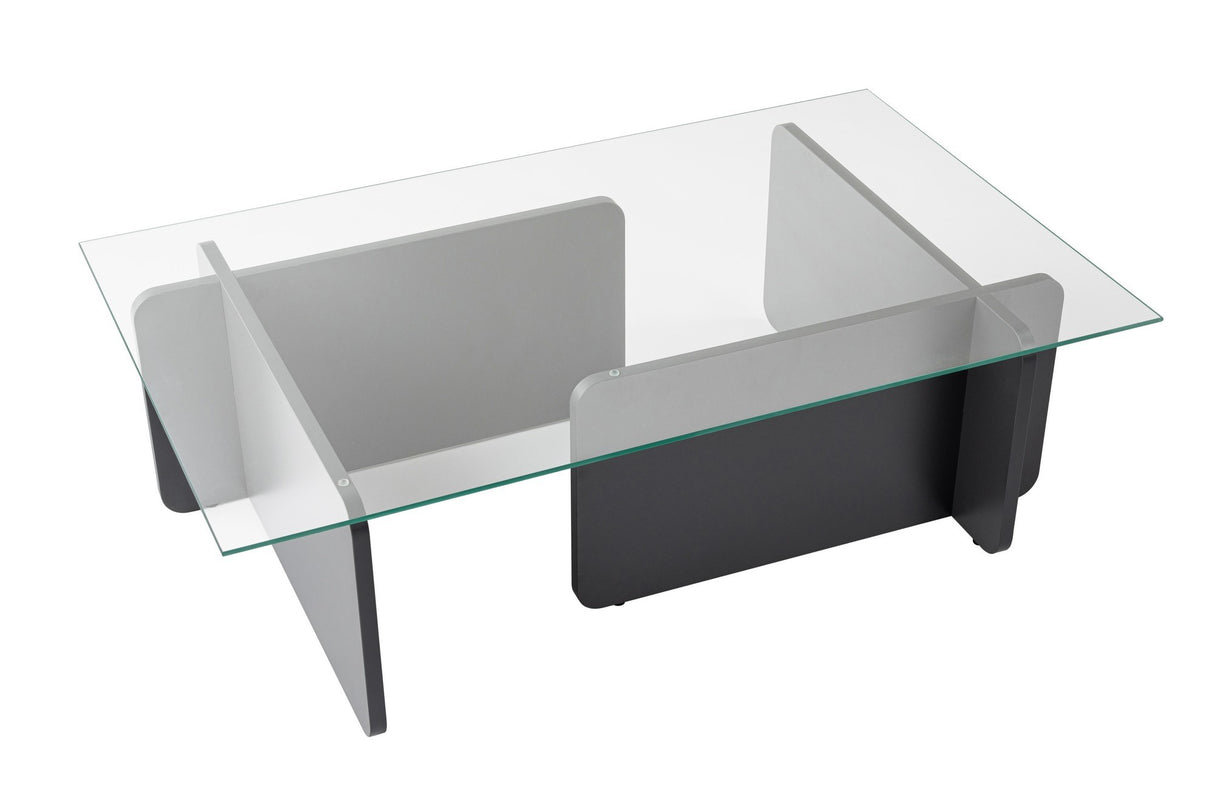 Table basse en verre anthracite Opal 105x65 cm