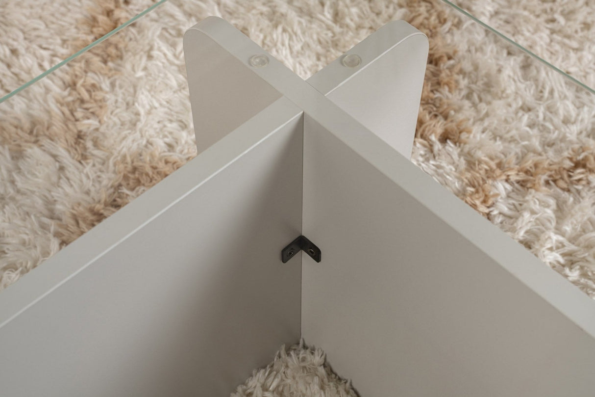 Table basse Gris Mélamine Verre Opal 105x65x30 cm