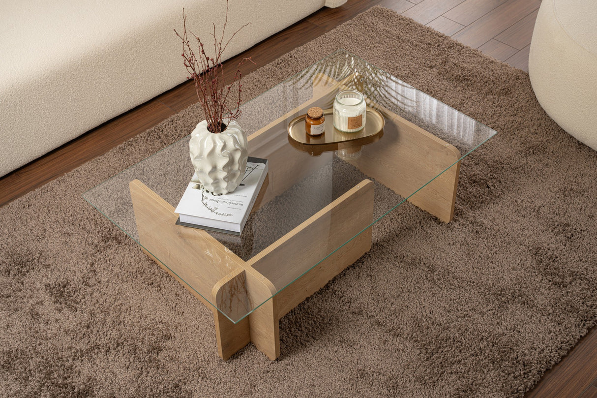 Table basse Naturel Verre Opal 105x65x30 cm