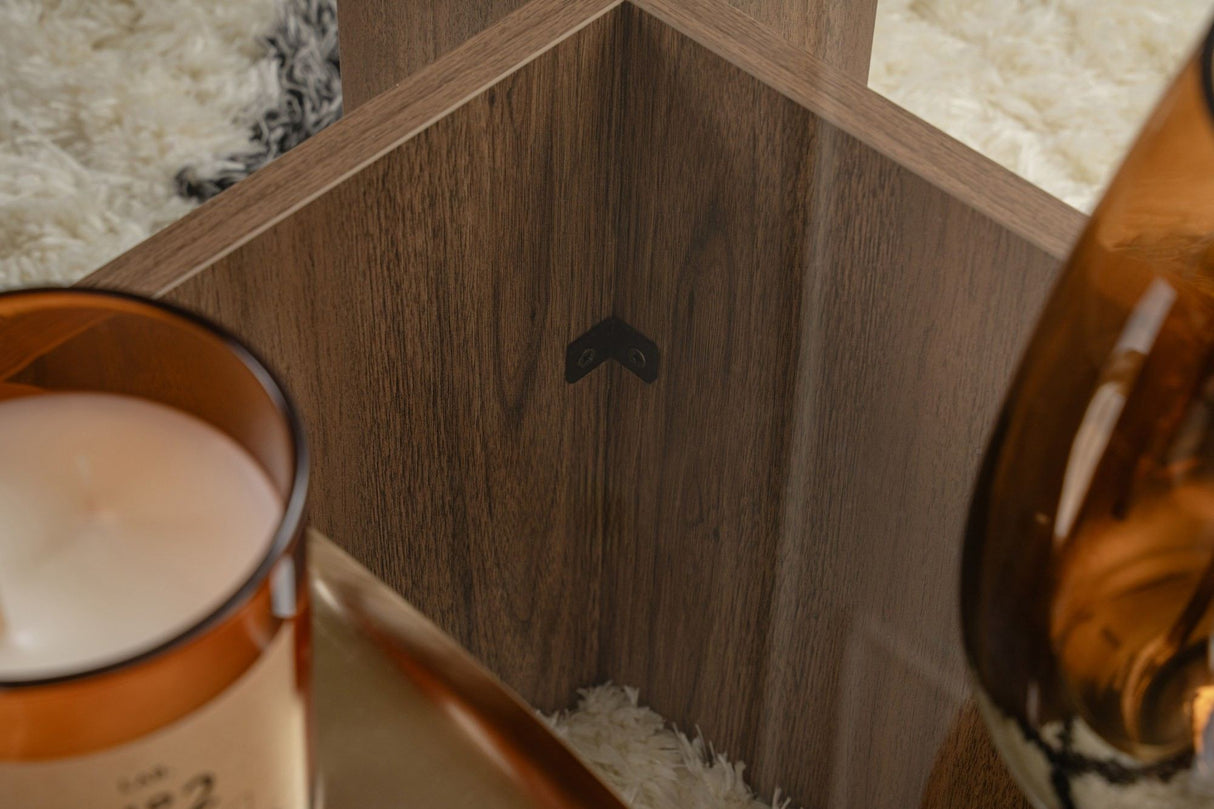 Table basse Naturel Noyer Verre Opal 105x65x30 cm