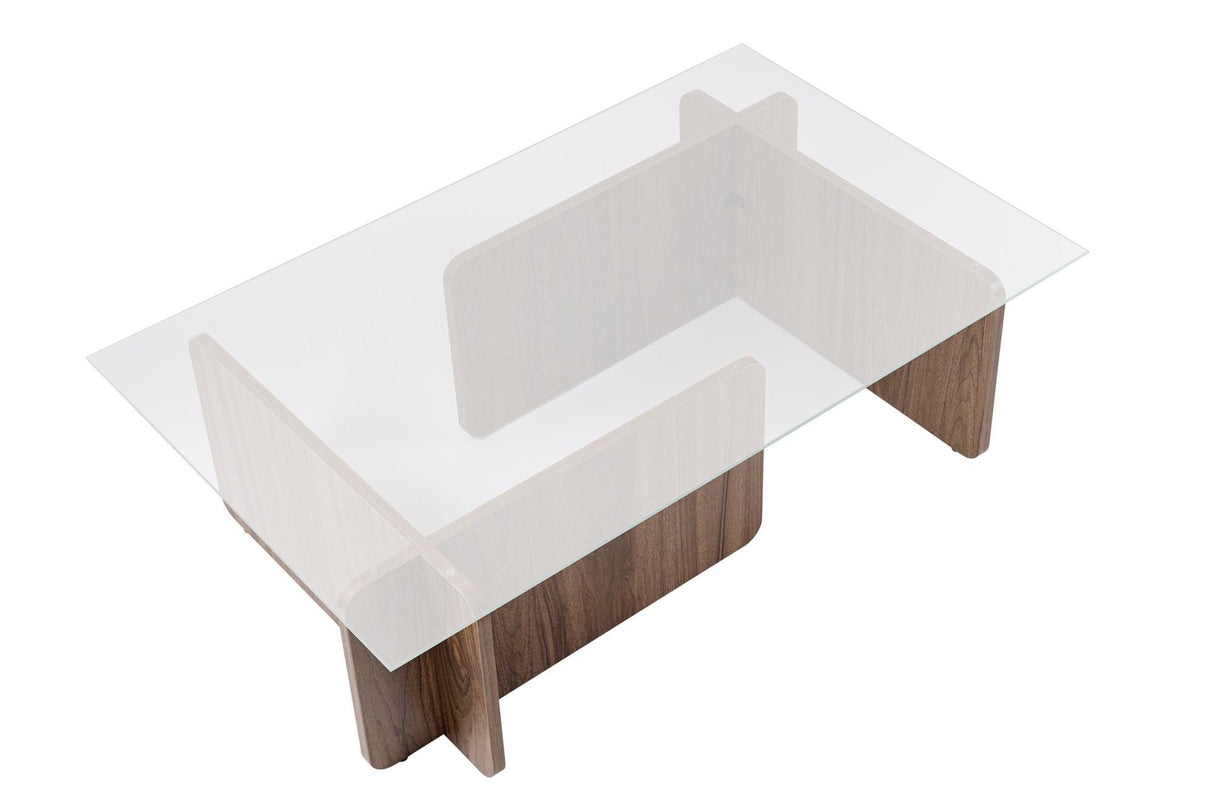 Table basse Naturel Noyer Verre Opal 105x65x30 cm