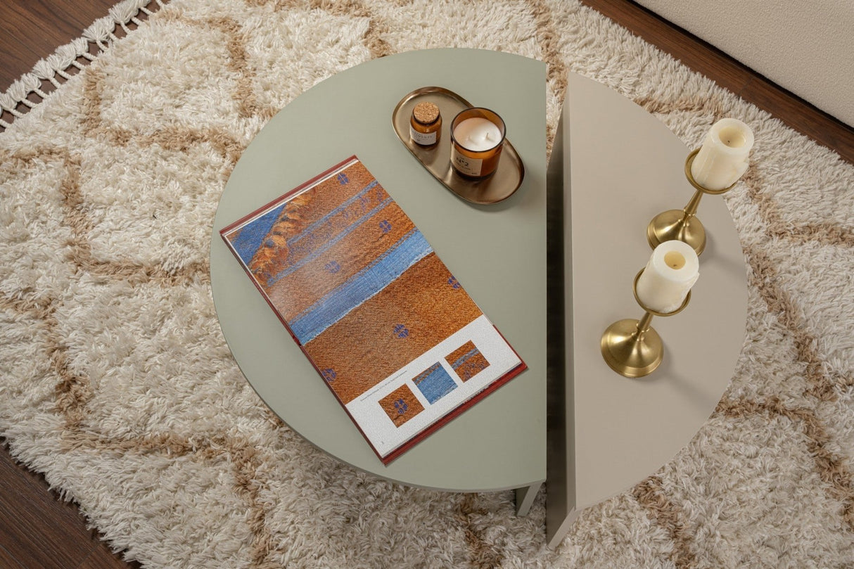 Table basse ronde As vert mélamine 90 cm Orin