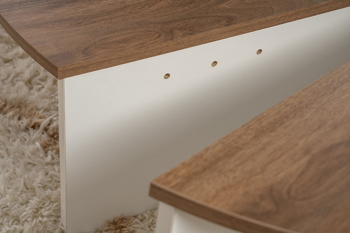 Table basse Orion Noyer et Blanc 90x60 cm Mélamine Walnut Blanc