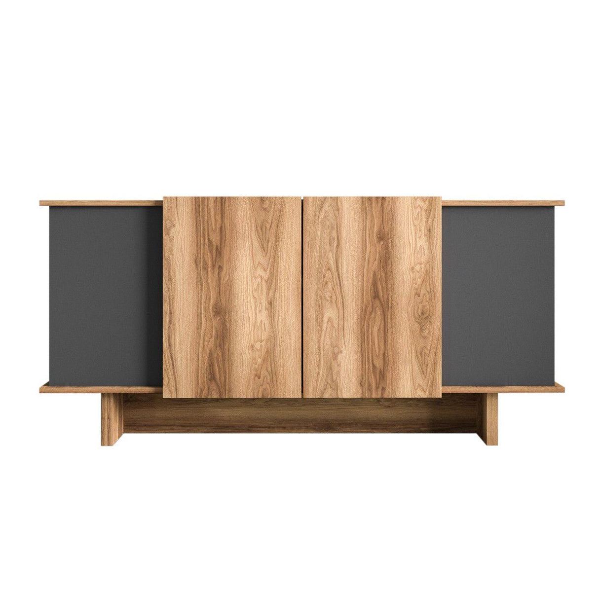 Buffet Diana à compartiments ouverts 180 cm Anthracite, noyer Bois enduit mélaminé