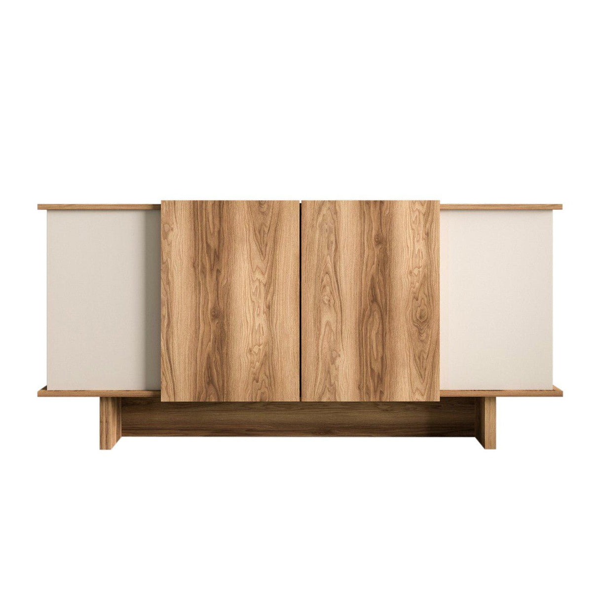 Buffet Diana à compartiments ouverts 180 cm Sable et noyer Bois mélaminé