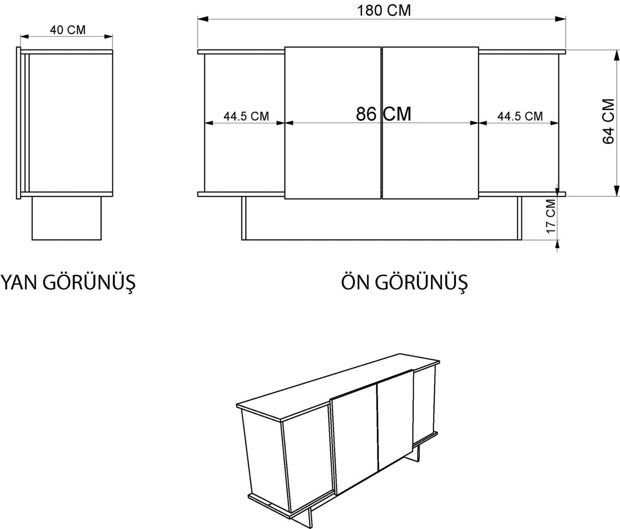 Diana dressoir met open vakken 180 cm Zand en walnoot Gemelamineerd hout