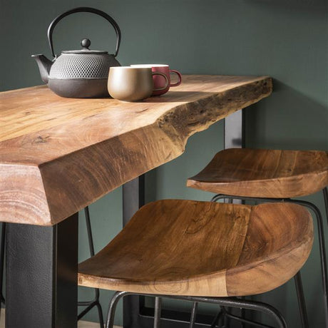 Ensemble de 4 tabourets de bar industriels en bois d'acacia Elly - Hauteur d'assise 71 cm - Sans dossier